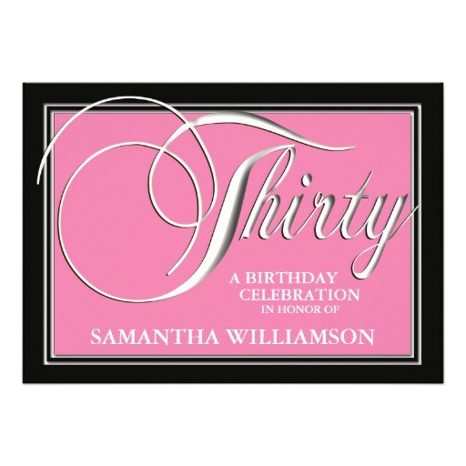 Classy 30th Birthday Invitations Elegant Pink 30th Birthday Invitations