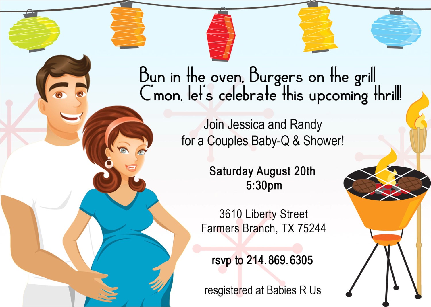 Co-ed Baby Shower Invites Retro Coed Baby Bbq Shower Invitation