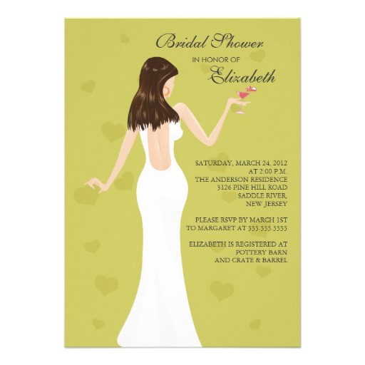 Cocktail Bridal Shower Invitations Cocktail Bride Bridal Shower Invitation Chartreuse