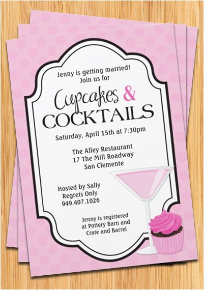 Cocktail Bridal Shower Invitations Cupcakes and Cocktails Bridal Shower Invitation by