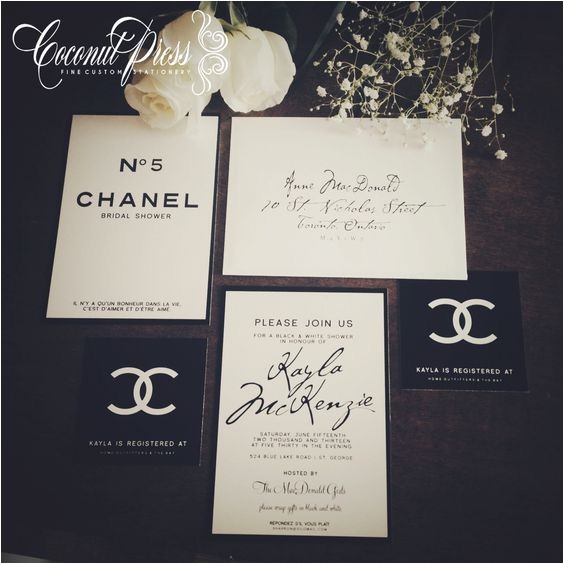 Coco Chanel Bridal Shower Invitations Classy Black & White "coco Chanel Inspired Bridal Shower