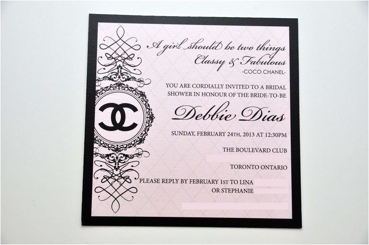 Coco Chanel Bridal Shower Invitations Coco Chanel Party Invitation