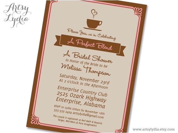 Coffee themed Bridal Shower Invitations Bridal Shower Invitations Bridal Shower Invitations