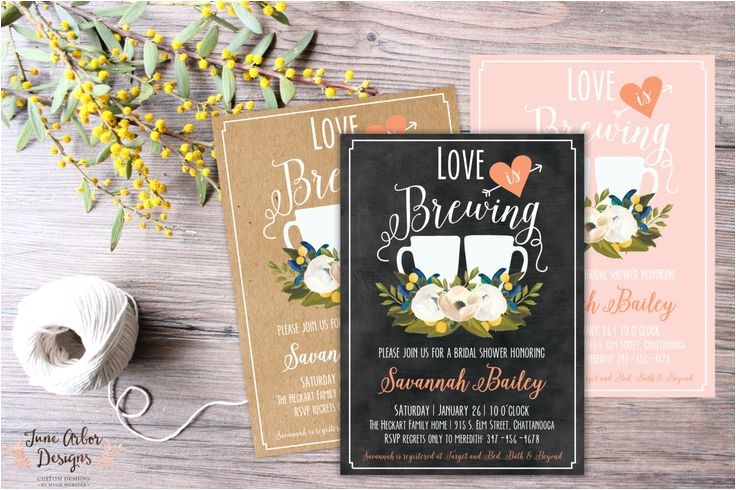 Coffee themed Bridal Shower Invitations Love is Brewing Bridal Shower Invitation