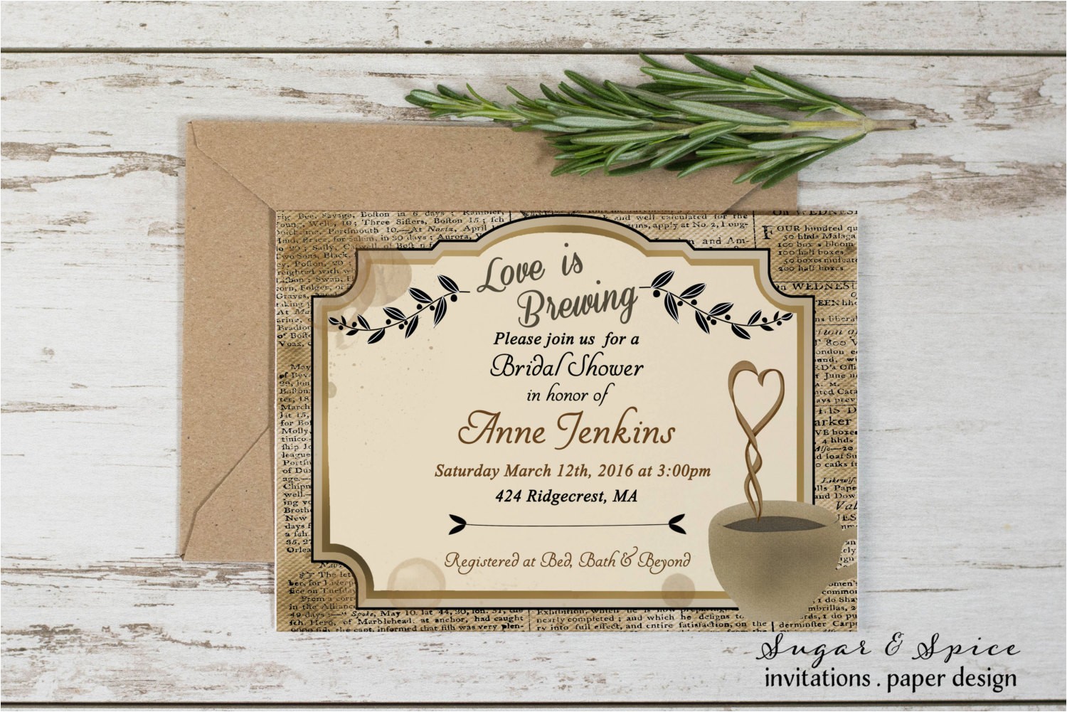 Coffee themed Bridal Shower Invitations Rustic Bridal Shower Invitation Coffee Bridal Shower