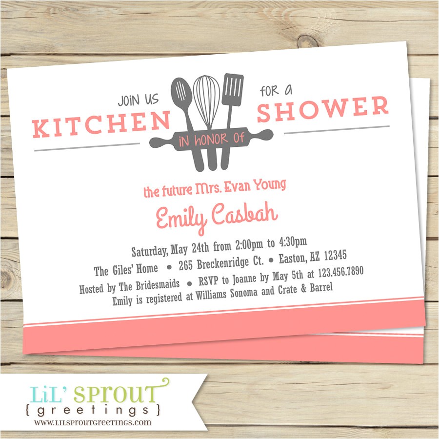 Cooking themed Bridal Shower Invitations Kitchen Bridal Shower Invitation Customize Colors