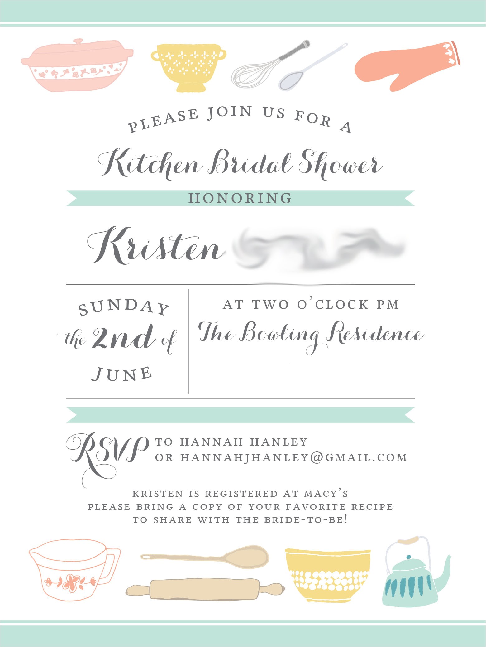 Cooking themed Bridal Shower Invitations Strawberry Rhubarb Crisp In Jars From A Kitchen Bridal
