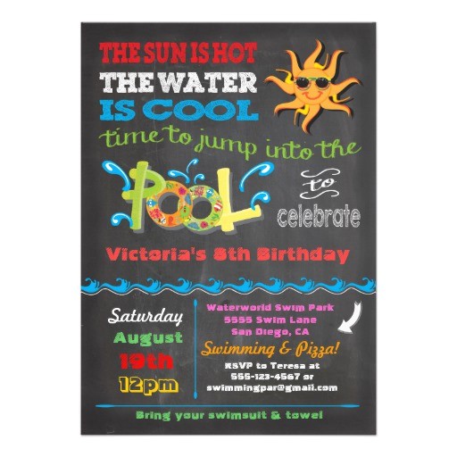 Cool Pool Party Invitation Ideas Chalkboard Birthday Pool Party Invitation