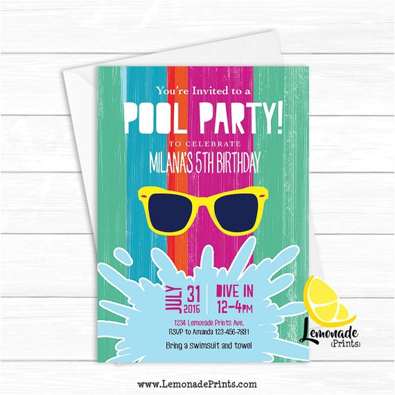 Cool Pool Party Invitation Ideas Items Similar to Girls Pool Party Invitation Cool