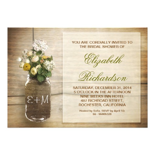 Country Bridal Shower Invites Country Rustic Mason Jar Bridal Shower Invitations 5" X 7 Country Bridal Shower Invites Country Rustic Mason Jar Bridal Shower Invitations 5" X 7