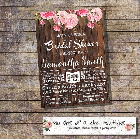 Country Chic Bridal Shower Invitations Country Chic Bridal Shower Invitation Bachelorette Engagement