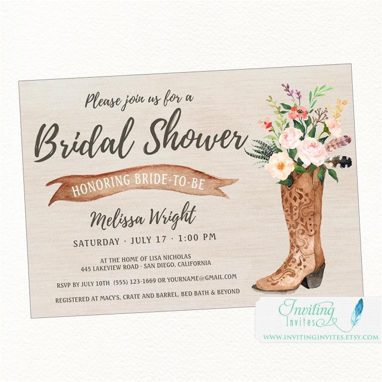 Country Chic Bridal Shower Invitations Cowboy Boot Rustic Bridal Shower Invitation Country Boho Country Chic Bridal Shower Invitations Cowboy Boot Rustic Bridal Shower Invitation Country Boho