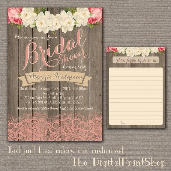 Country Chic Bridal Shower Invitations Garden Rustic Baby Lingerie Bridal Shower Invite Wood Pink Country Chic Bridal Shower Invitations Garden Rustic Baby Lingerie Bridal Shower Invite Wood Pink