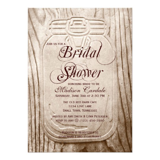 Country themed Bridal Shower Invitations Country Mason Jar Rustic Bridal Shower Invitations