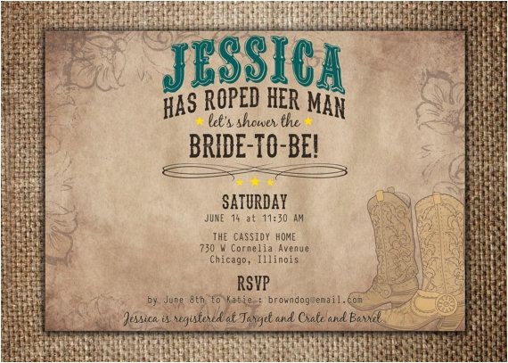 Country themed Bridal Shower Invites Bridal Wedding Shower Invitation She S Roped Her Man