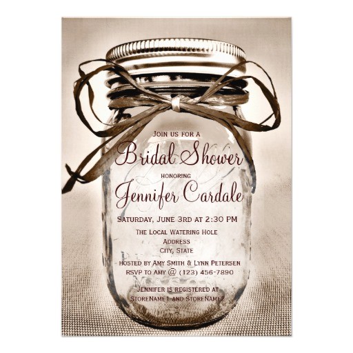 Country themed Bridal Shower Invites Country Mason Jar Rustic Bridal Shower Invitations 4 5" X
