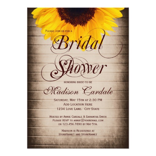 Country themed Bridal Shower Invites Rustic Country Sunflower Bridal Shower Invitations