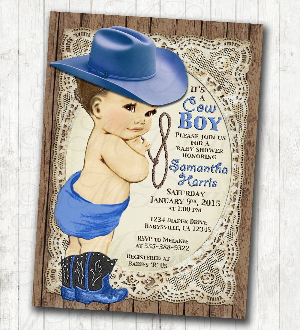 Cowboy Baby Shower Invites Cowboy Baby Shower Invitation for Boy Vintage Cowboy