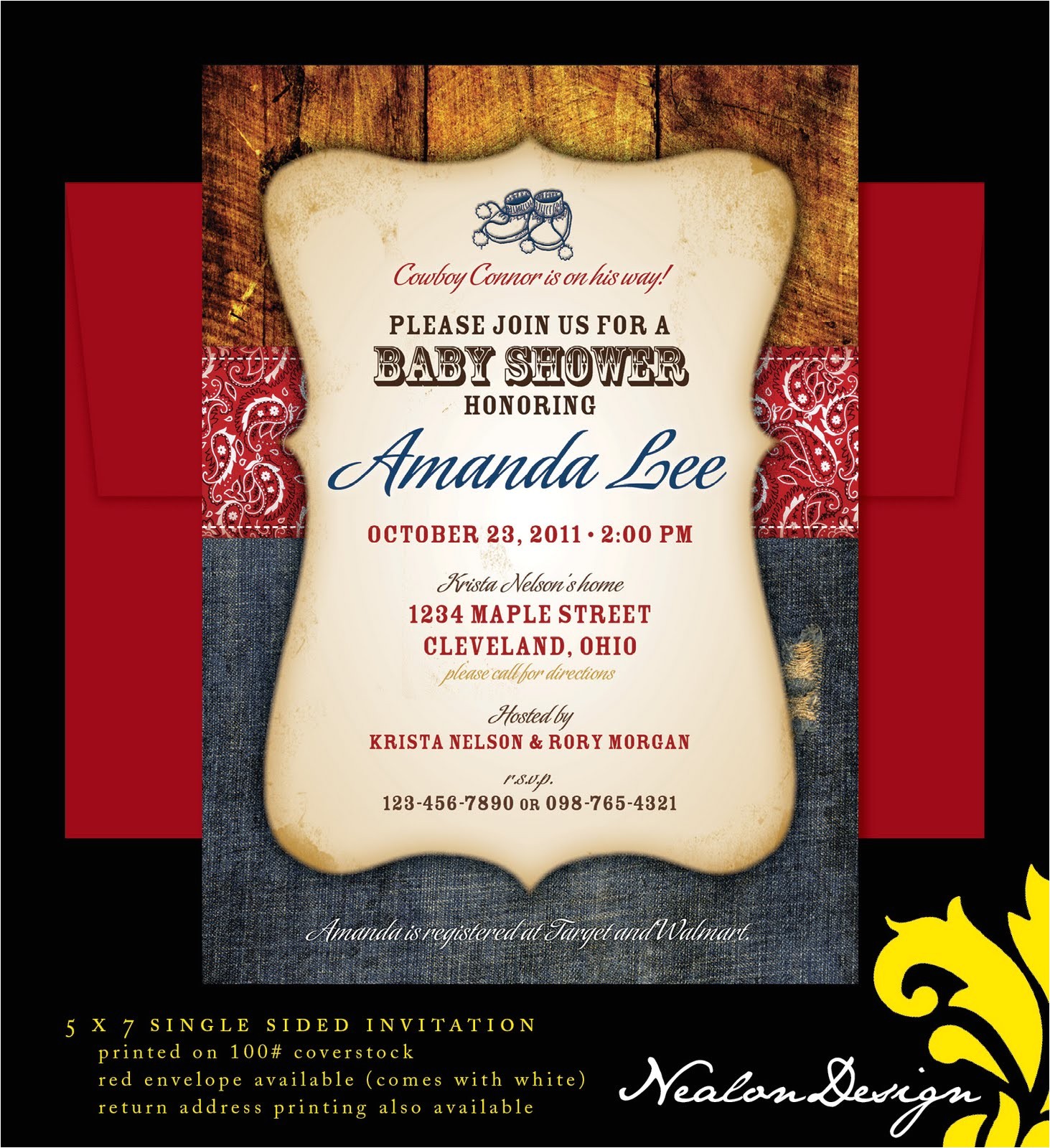 Cowboy Baby Shower Invites Nealon Design Western Cowboy Baby Shower Invitation