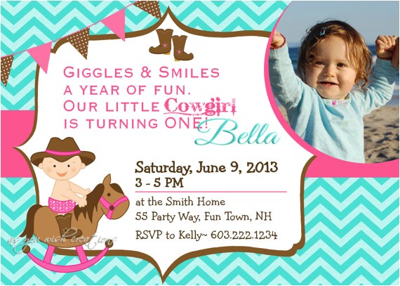 Cowgirl 1st Birthday Invitations 1st Birthday Cowgirl Party Invitations by asyouwishcreations4u