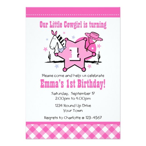 Cowgirl 1st Birthday Invitations Little Cowgirl 1st Birthday Party Invitation Zazzle