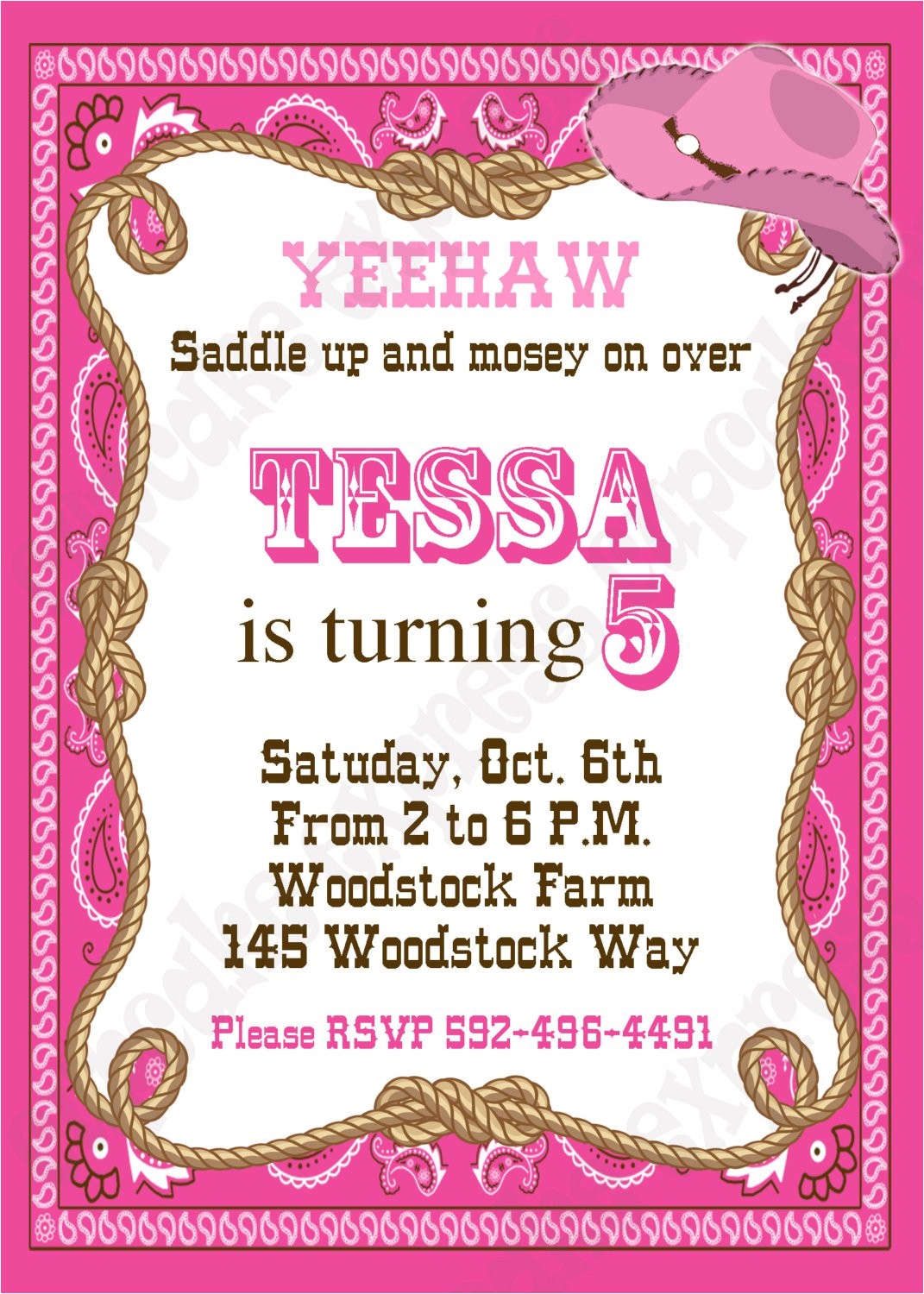 Cowgirl Birthday Invitations Templates Cowgirl Birthday Party Invitation