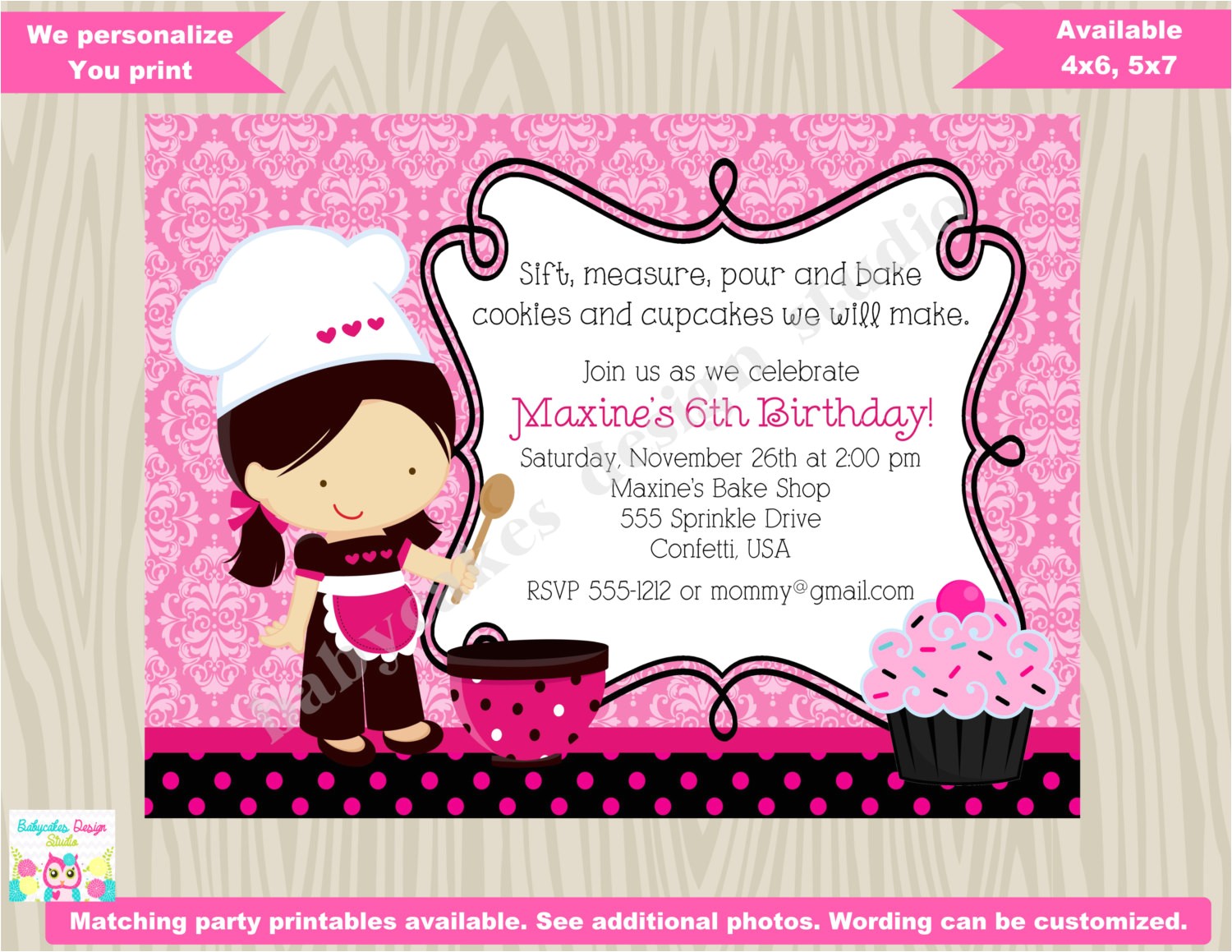 Cupcake Decorating Birthday Party Invitations Cupcake Decorating Party Birthday Invitation Invite Cupcake