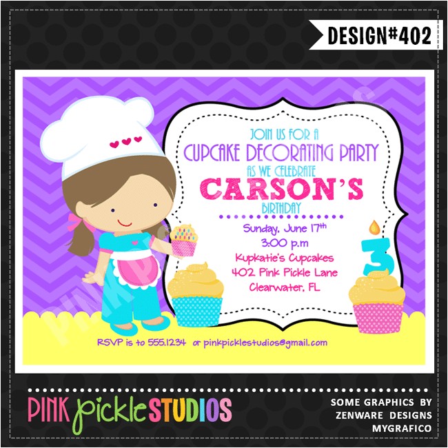 Cupcake Decorating Birthday Party Invitations Cupcake Decorating Personalized Party Invitation Cupcake Decorating Birthday Party Invitations Cupcake Decorating Personalized Party Invitation