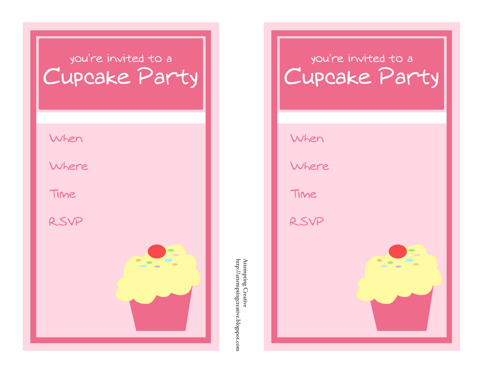 Cupcake Party Invitation Template Free 8 Best Images Of Cupcake Birthday Party Invitation