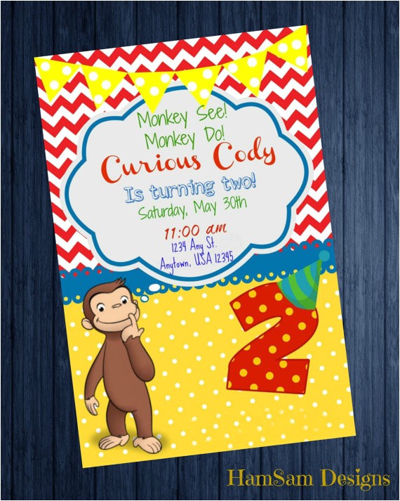 Curious George 2nd Birthday Invitations Curious George 2nd Birthday Invitation by Simplysoutherngfx Curious George 2nd Birthday Invitations Curious George 2nd Birthday Invitation by Simplysoutherngfx
