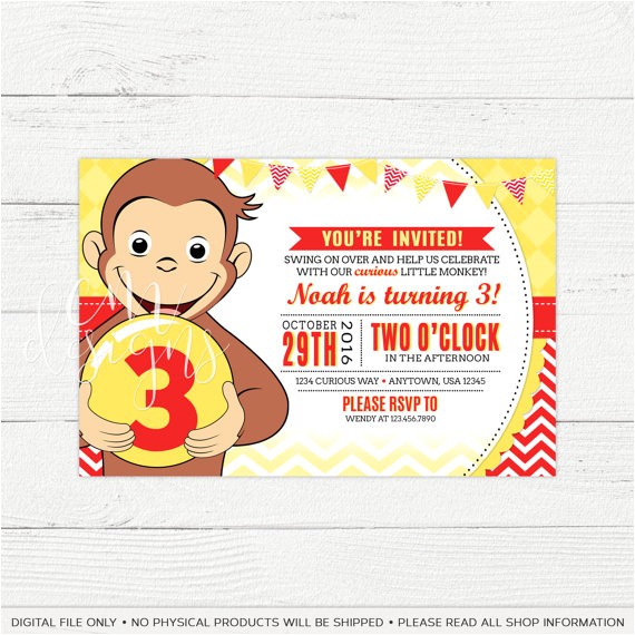 Curious George 2nd Birthday Invitations Curious George Birthday Invitation by Designsbycassiecm On Curious George 2nd Birthday Invitations Curious George Birthday Invitation by Designsbycassiecm On