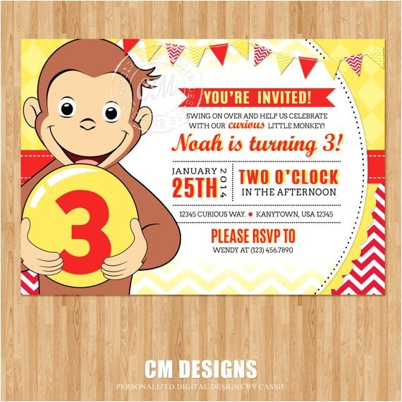 Curious George 2nd Birthday Invitations Curious George Birthday Invitation by Designsbycassiecm On Curious George 2nd Birthday Invitations Curious George Birthday Invitation by Designsbycassiecm On