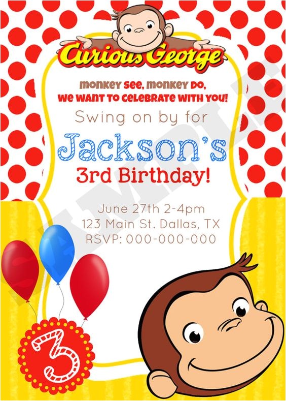 Curious George 2nd Birthday Invitations Curious George Birthday Invitation by Kaitlinskardsnmore Curious George 2nd Birthday Invitations Curious George Birthday Invitation by Kaitlinskardsnmore