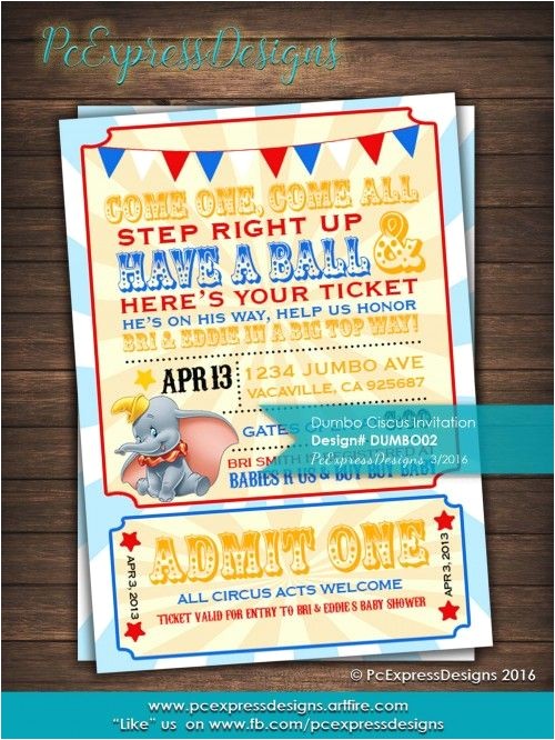 Custom Birthday Invitations Walgreens Dumbo Circus Baby Shower Birthday Invitation