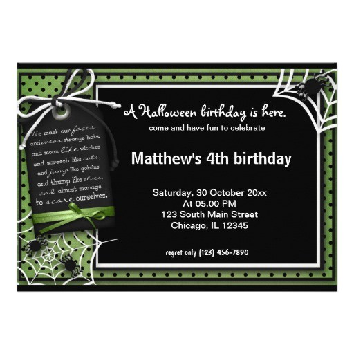 Custom Halloween Birthday Invitations Spider Halloween Birthday Custom Invitation Zazzle