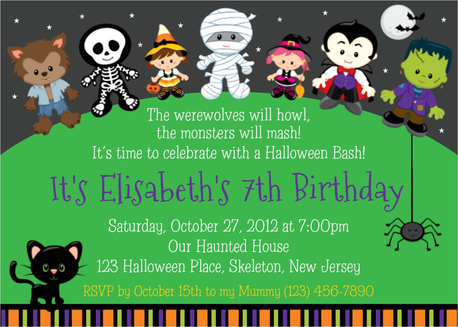 Custom Halloween Birthday Invitations Trick or Treat Halloween Birthday Invitation Personalized