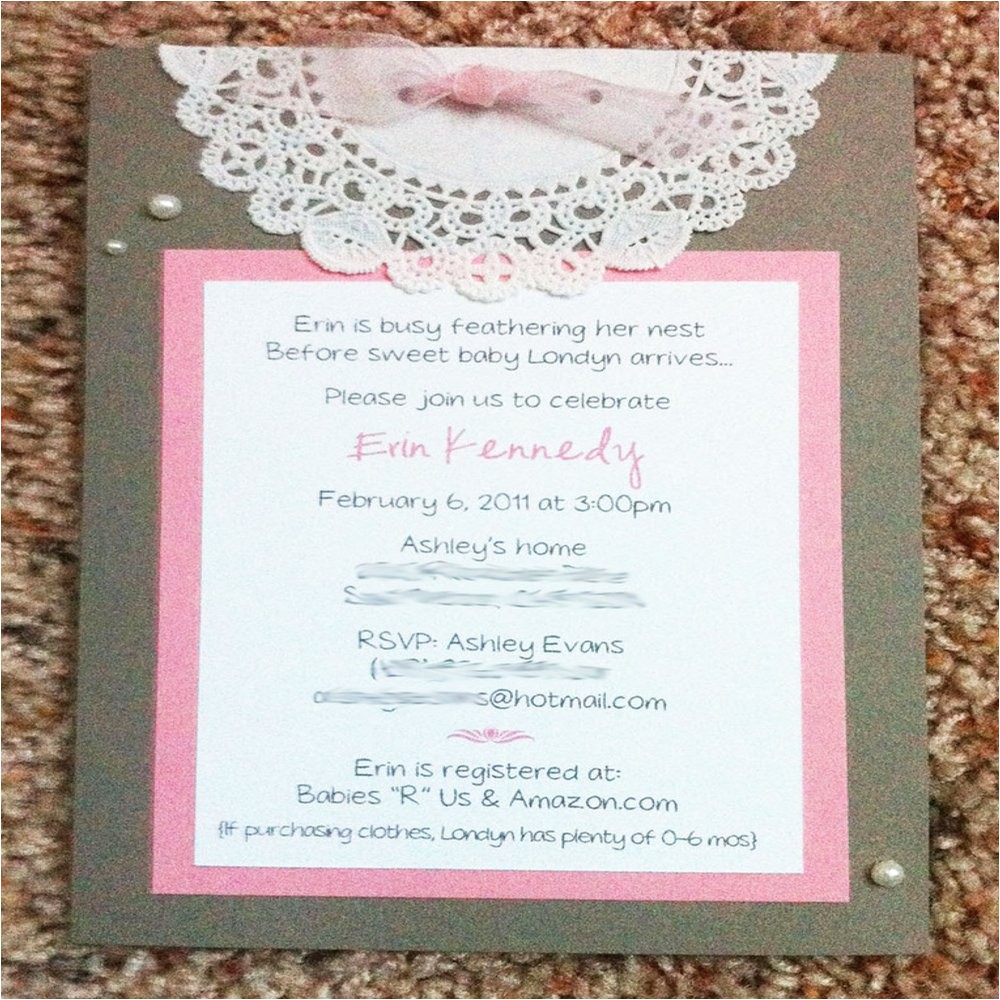 Custom Made Bridal Shower Invitations Playing with Paper — Pearls & Lace Baby or Bridal Shower