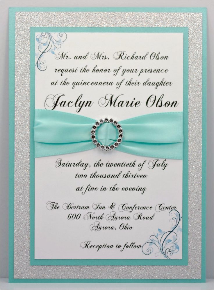 Custom Made Quinceanera Invitations Aqua Quinceanera Sweet 16 Invitation Full Of Bling Custom Made Quinceanera Invitations Aqua Quinceanera Sweet 16 Invitation Full Of Bling
