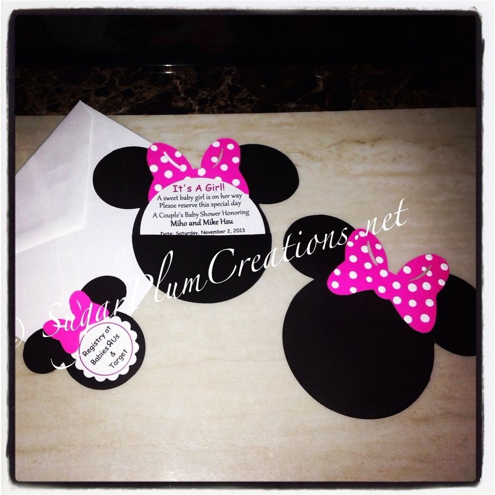 Custom Minnie Mouse Baby Shower Invitations 20 Custom Hand Made Minnie Mouse Baby Shower Invitations