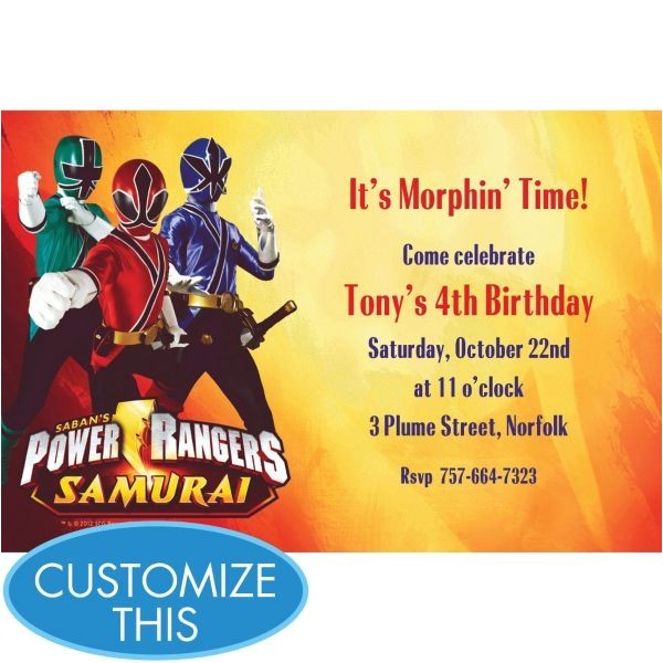 Custom Power Ranger Birthday Invitations Power Rangers Custom Invitation Mason 39 S Birthday 4