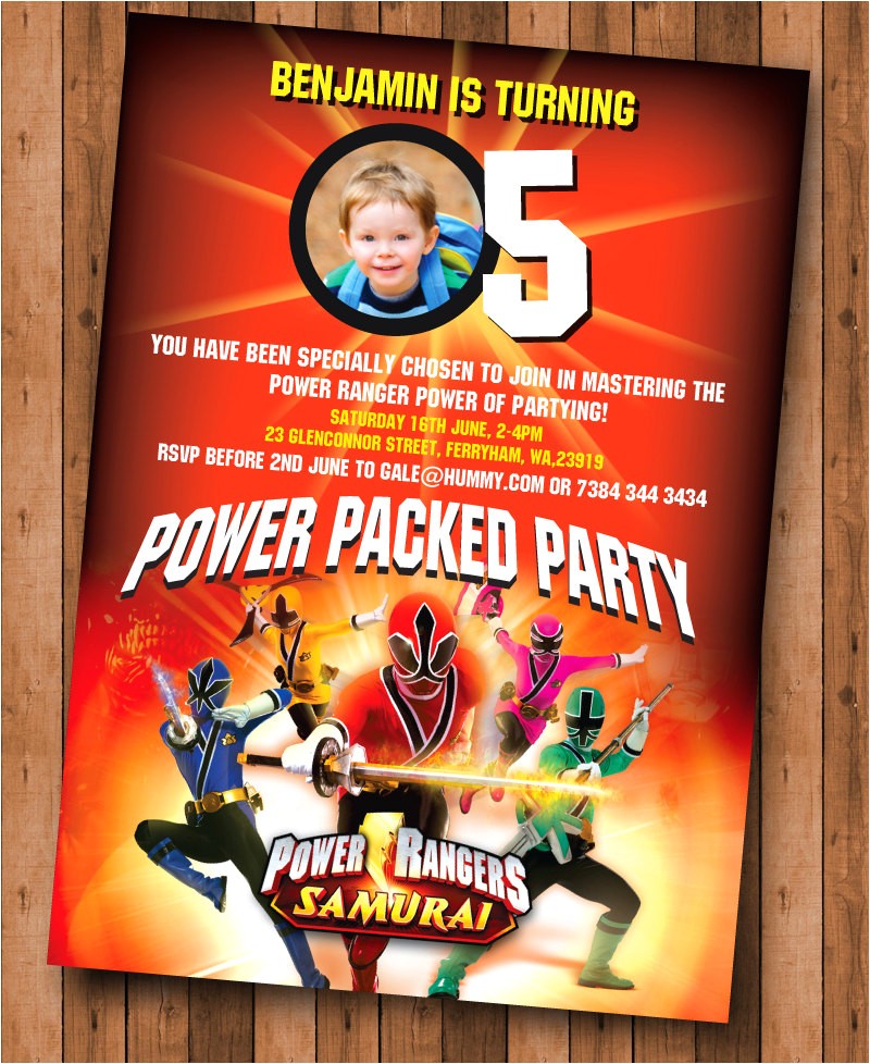Custom Power Ranger Birthday Invitations Power Rangers Samurai Birthday Invite Printable Digital File