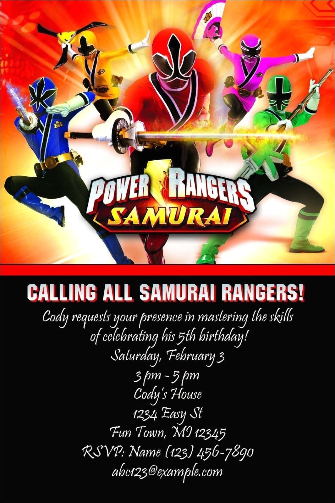 Custom Power Ranger Birthday Invitations Printable Power Rangers Birthday Invitation Custom B R