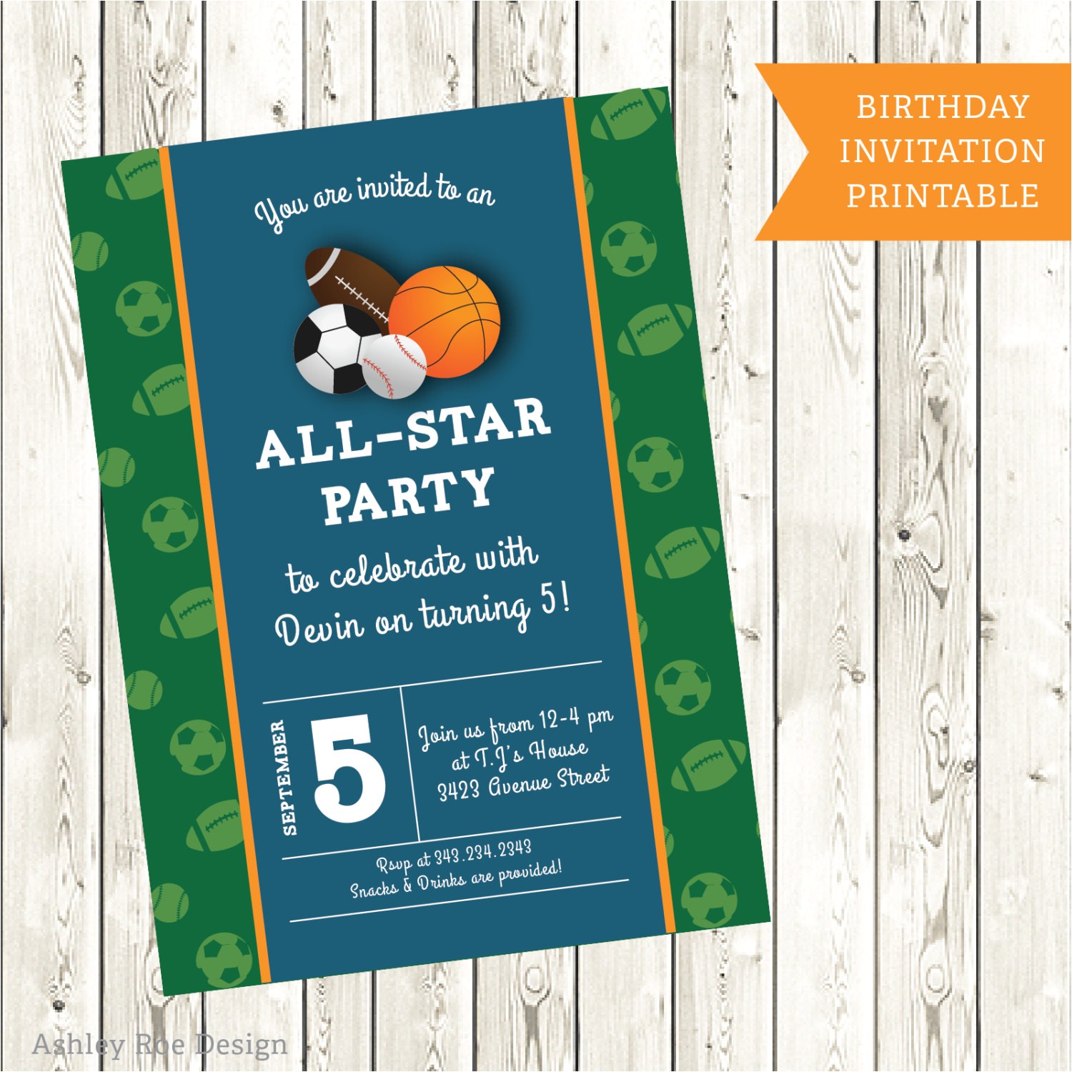 Custom softball Birthday Invitations Custom All Star Sports Birthday Party Invitation Boys athlete