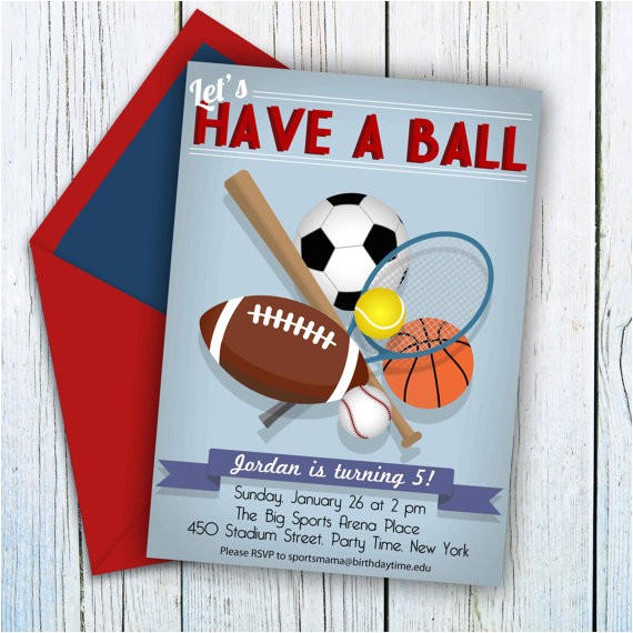 Custom softball Birthday Invitations Custom Sports Birthday Invitation Sports Birthday Party