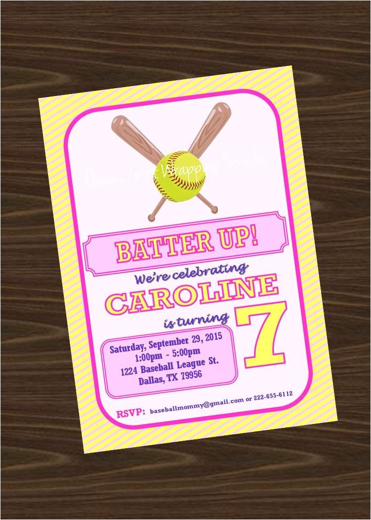 Custom softball Birthday Invitations softball Birthday Party Invitation softball Invitation and