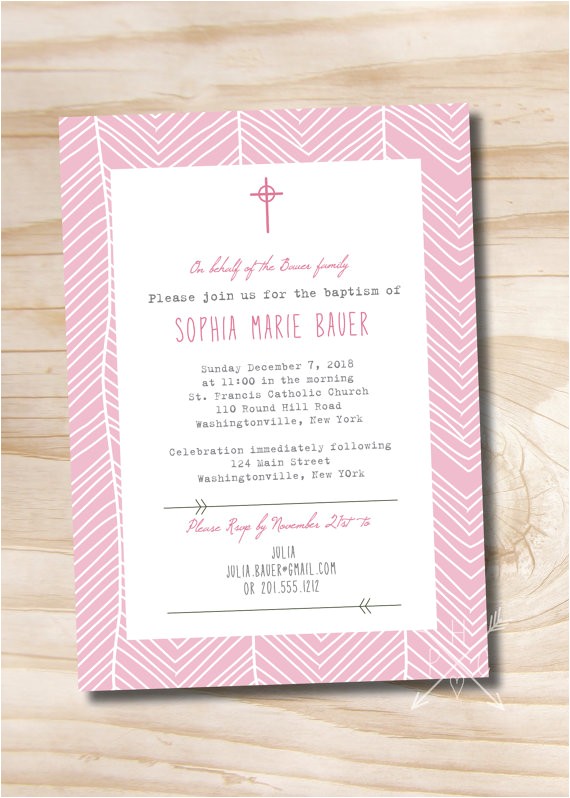 Customized Baptism Invitations Modern Baptism Herringbone Custom Baptism Invitation Customized Baptism Invitations Modern Baptism Herringbone Custom Baptism Invitation