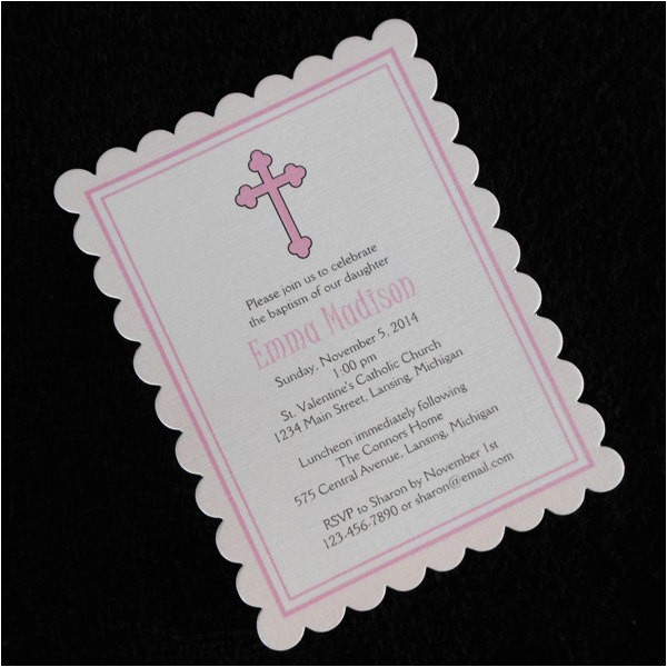Customized Baptism Invitations Personalized Christening Baptism Invitations Pink Cross Set Customized Baptism Invitations Personalized Christening Baptism Invitations Pink Cross Set