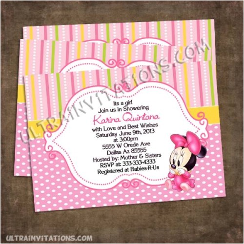 Customized Minnie Mouse Baby Shower Invitations Minnie Baby Shower Invitations Personalized Invites