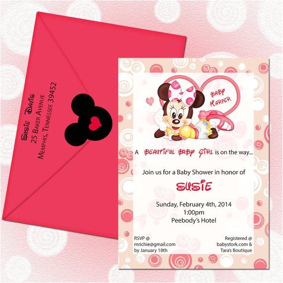 Customized Minnie Mouse Baby Shower Invitations Minnie Mouse Baby Shower Invitations Baby Custom Request