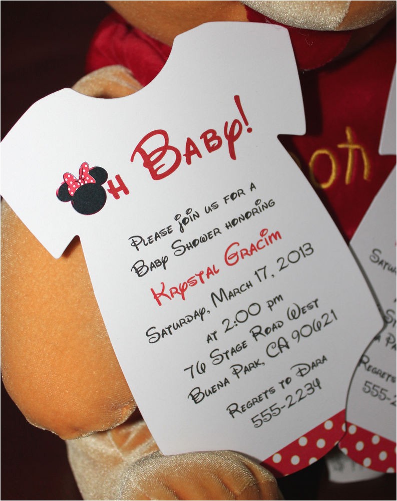 Customized Minnie Mouse Baby Shower Invitations Minnie Mouse Esie Baby Shower Invitation All Wording